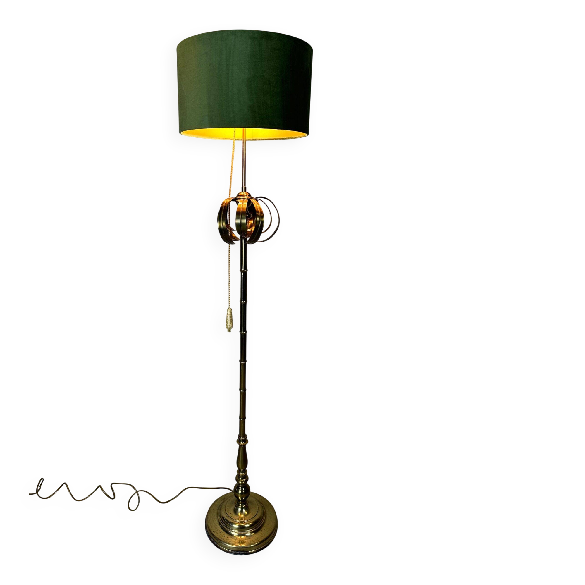 Vintage brass faux bamboo floor lamp