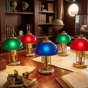 Set di 5 Lampade Vintage stile Nautico – Ottone e Vetro Colorato – 23cm