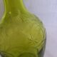 Cut and engraved green blown glass carafe vase