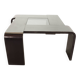 Square Black Lacquered Plywood Coffee Table with Smoked Glass Panel, 1970s