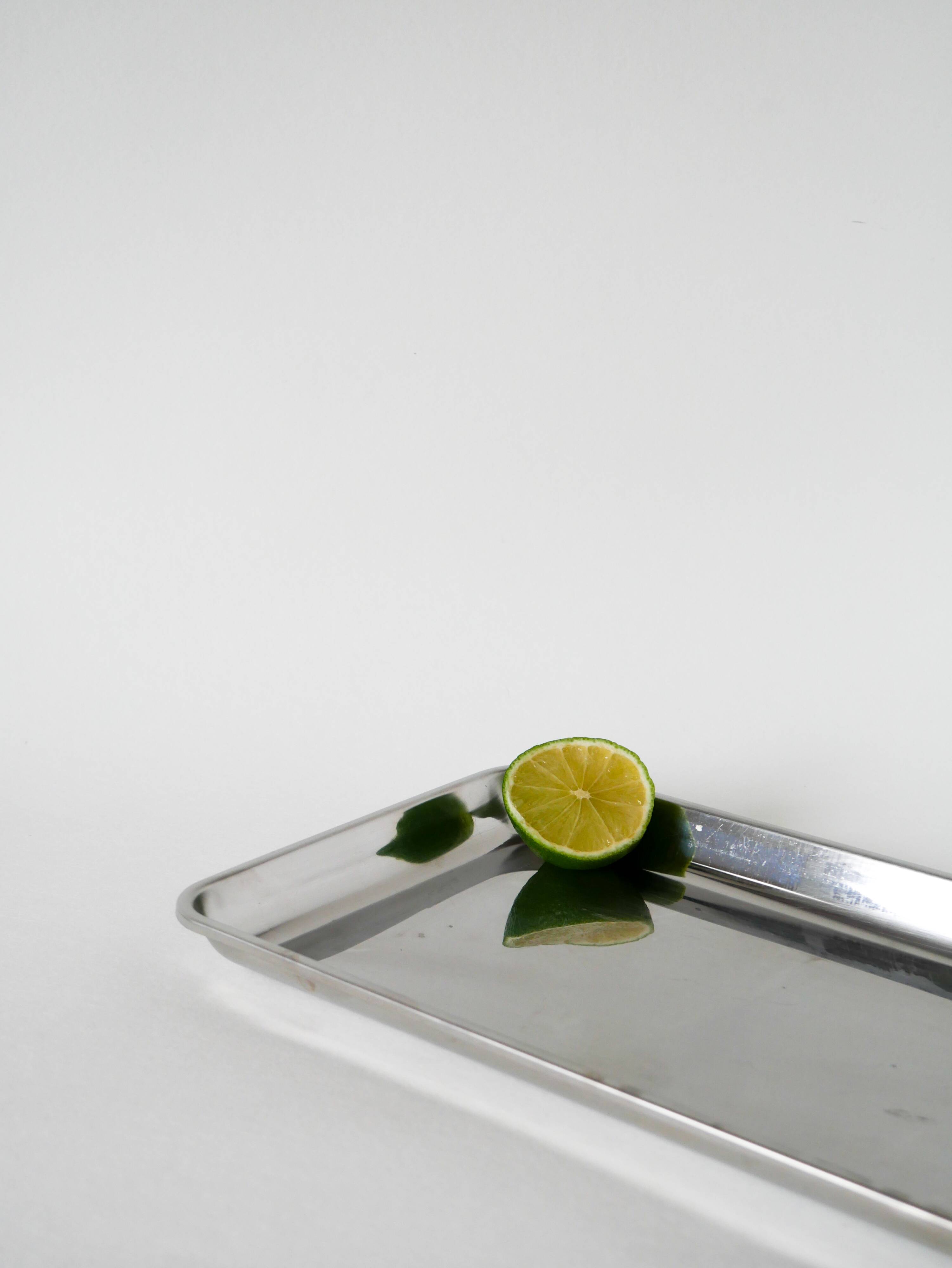 Vintage rectangular stainless steel tray, 1970, 31 x 17.5 cm