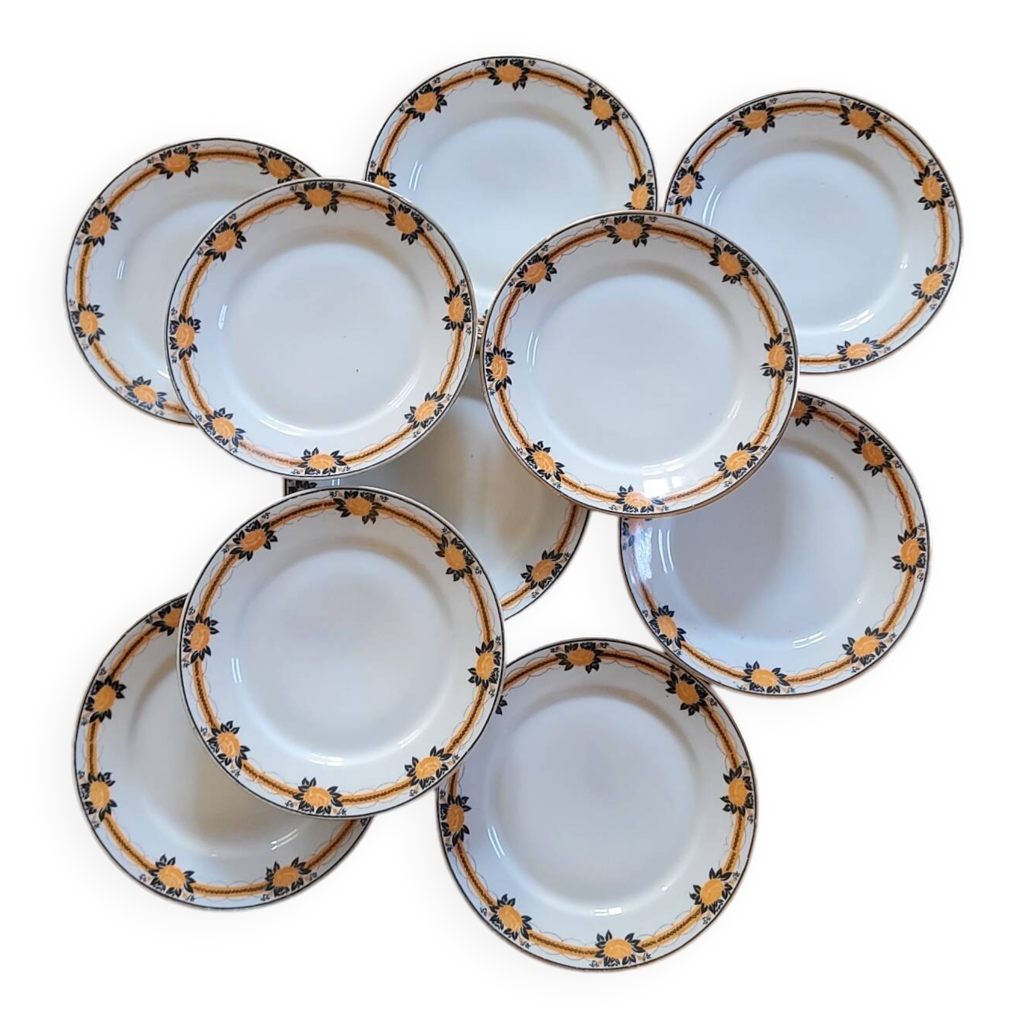 10 Sarreguemines dessert plates