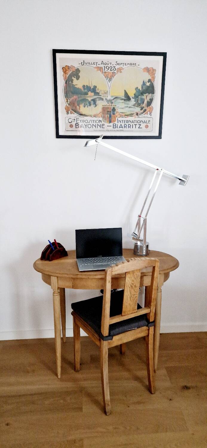 Louis XVI style oak desk console table