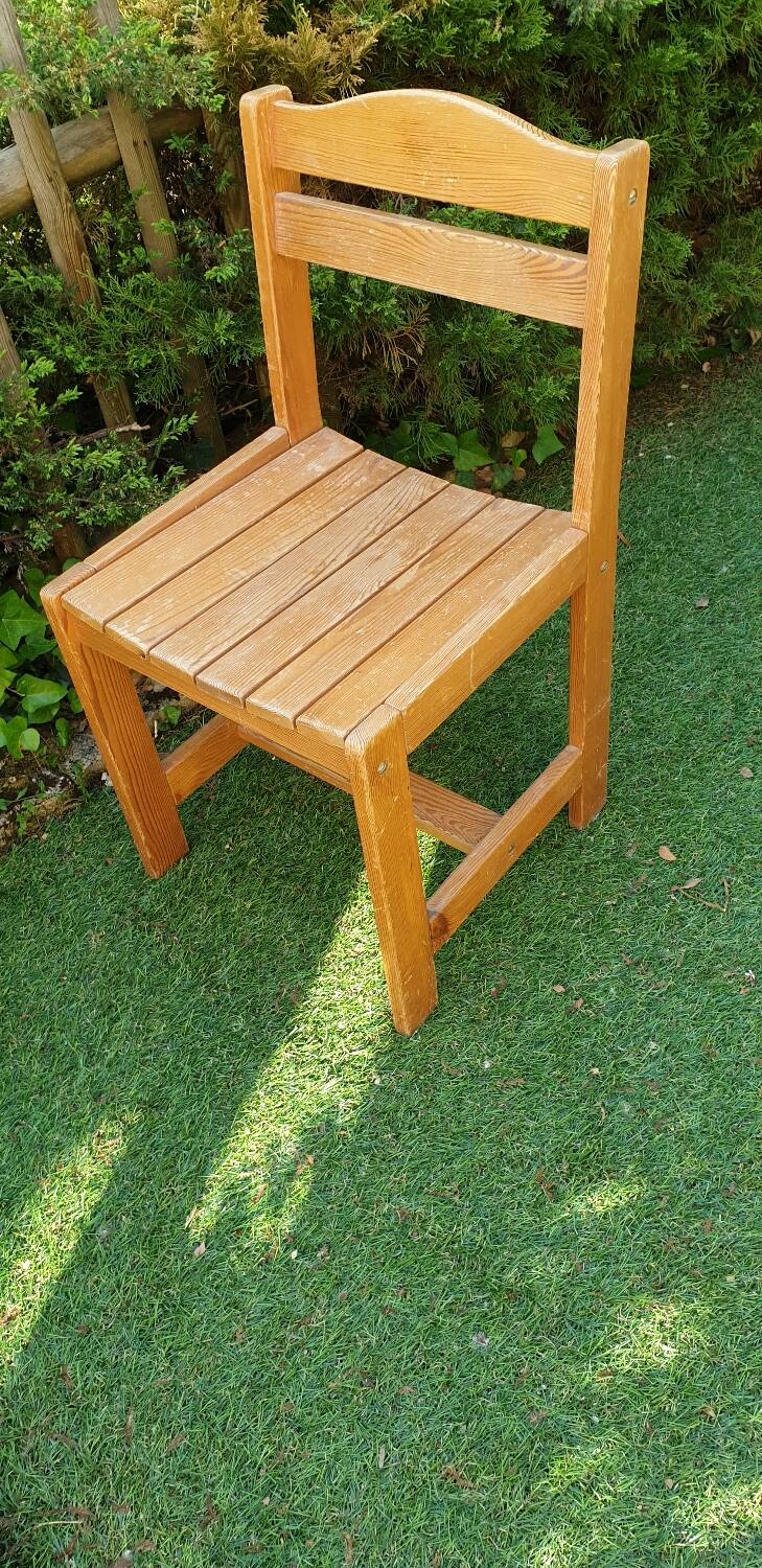 Vintage pine chair armchair from the 70s