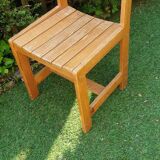 Fauteuil chaise vintage en pin années 70