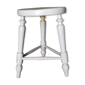 Tabouret tripode en bois tourné massif peint