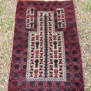 Old Afghan Carpet Handwoven Wool 140x80 Bedside Entrance Belouch