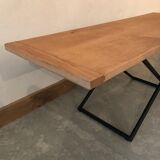 Wooden coffee table metal base