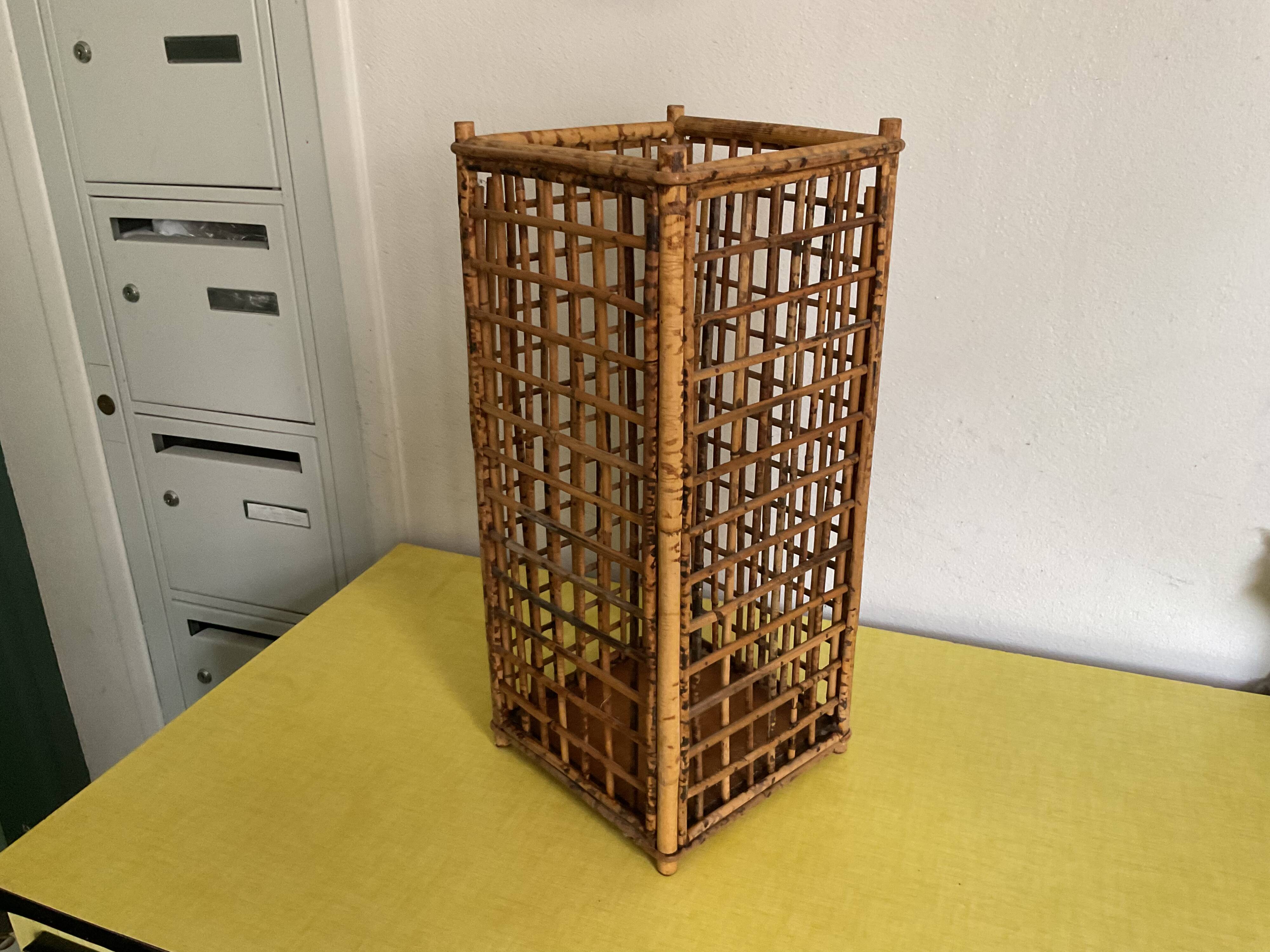 Wicker rattan umbrella stand CIRCA 1970