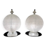 Pair of large 38 cm molded glass lamps, 1960