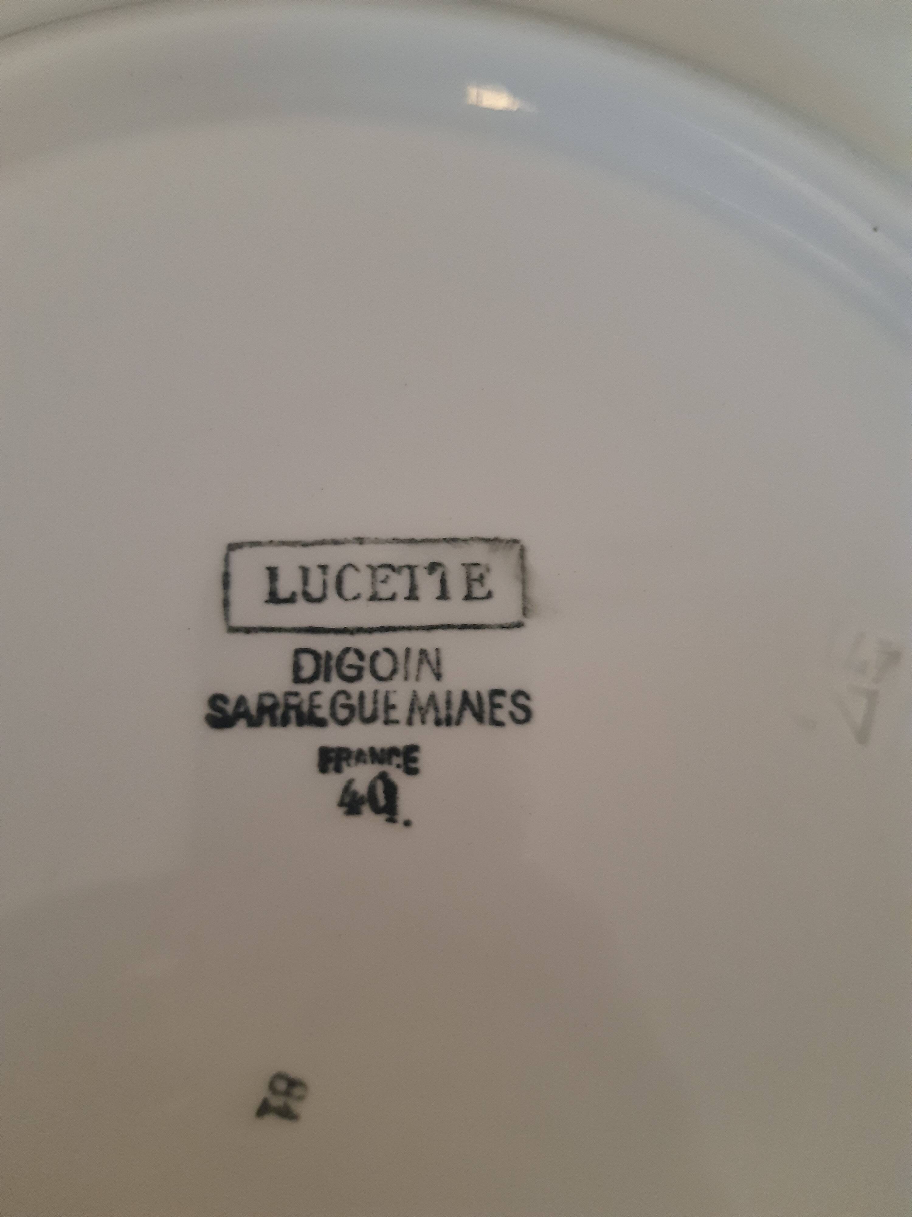 Large cake dish decoration flowers model lucette Sarreguemines