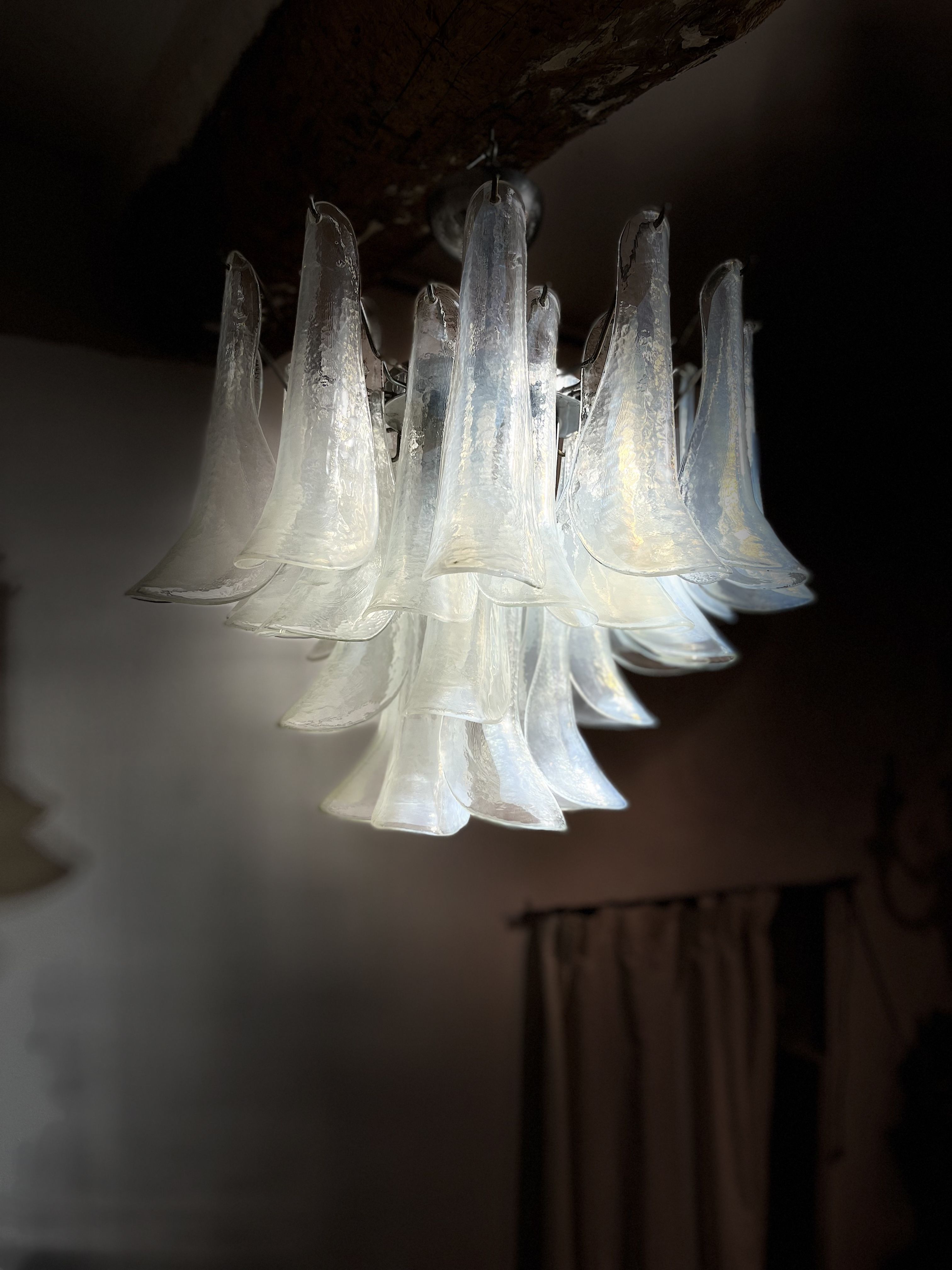 Pair of Murano chandeliers in petal by Paolo Venini