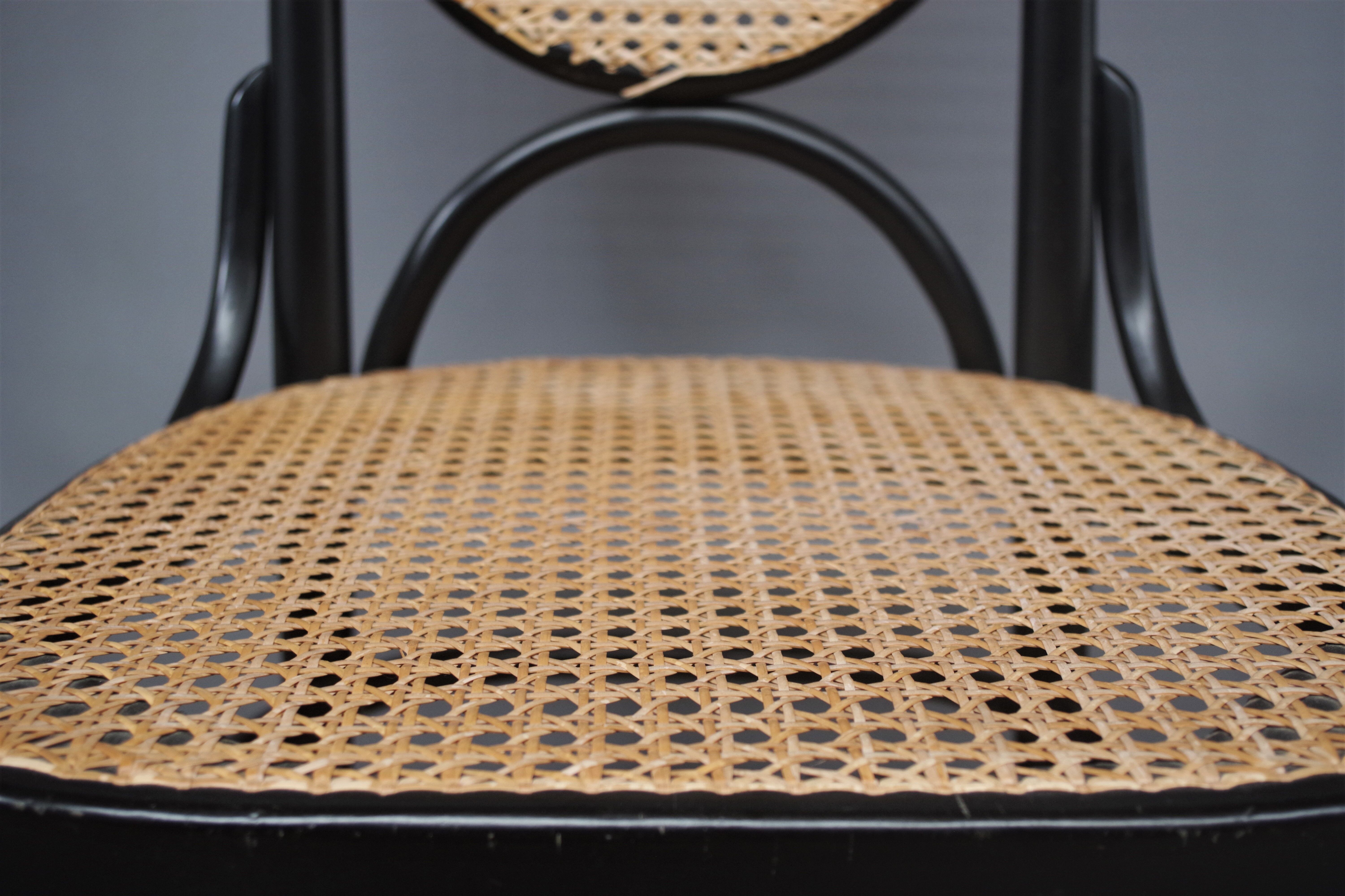 Chairs in curved beech and vienna straw, 1980s, set of 4