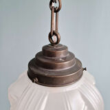 Art Deco suspension in frosted pressed moulded glass, 1920s-30s.
