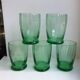 Set of 5 green art deco water glasses 30s-40s