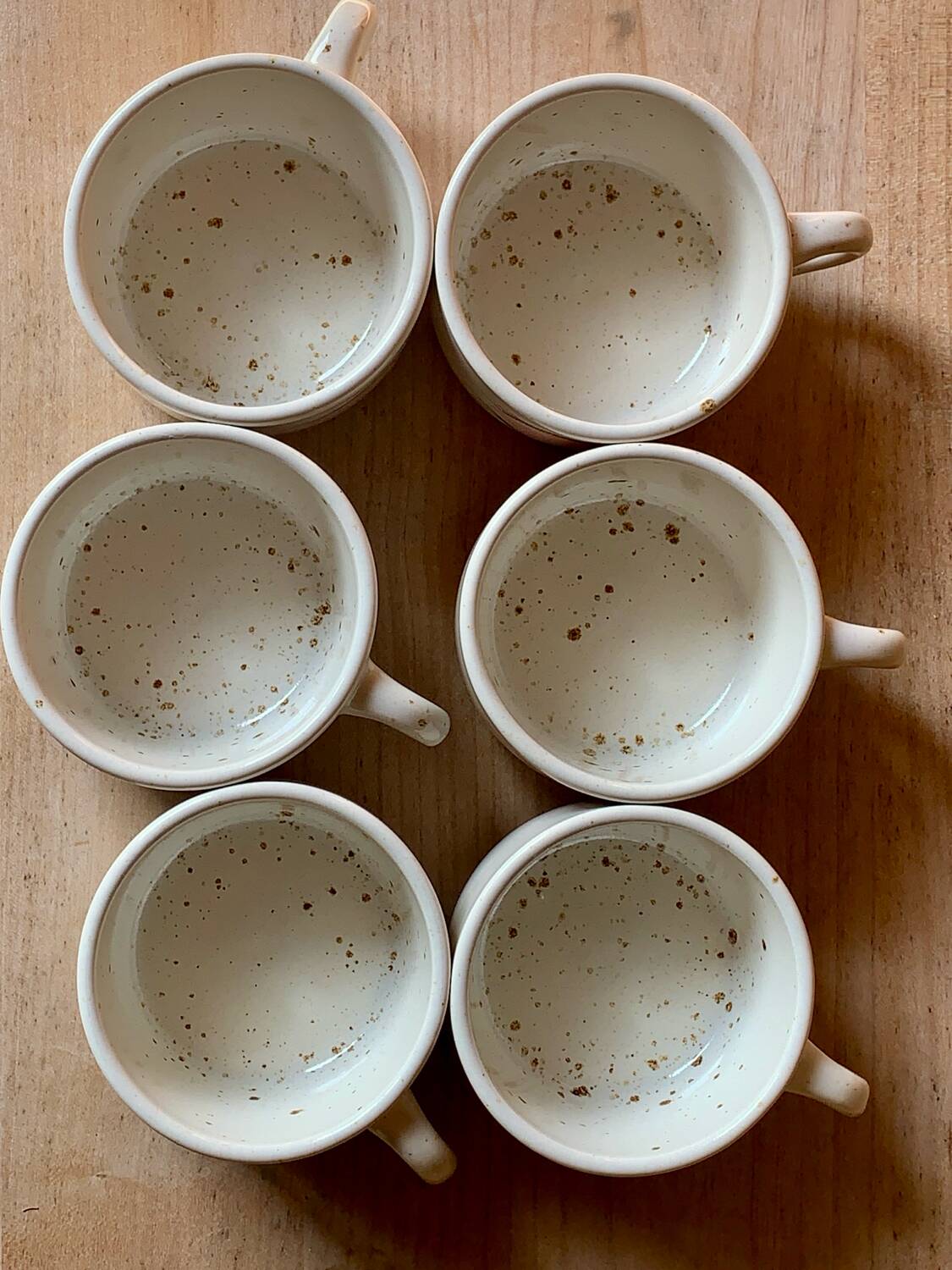 Six Salins stoneware coffee cups 1970