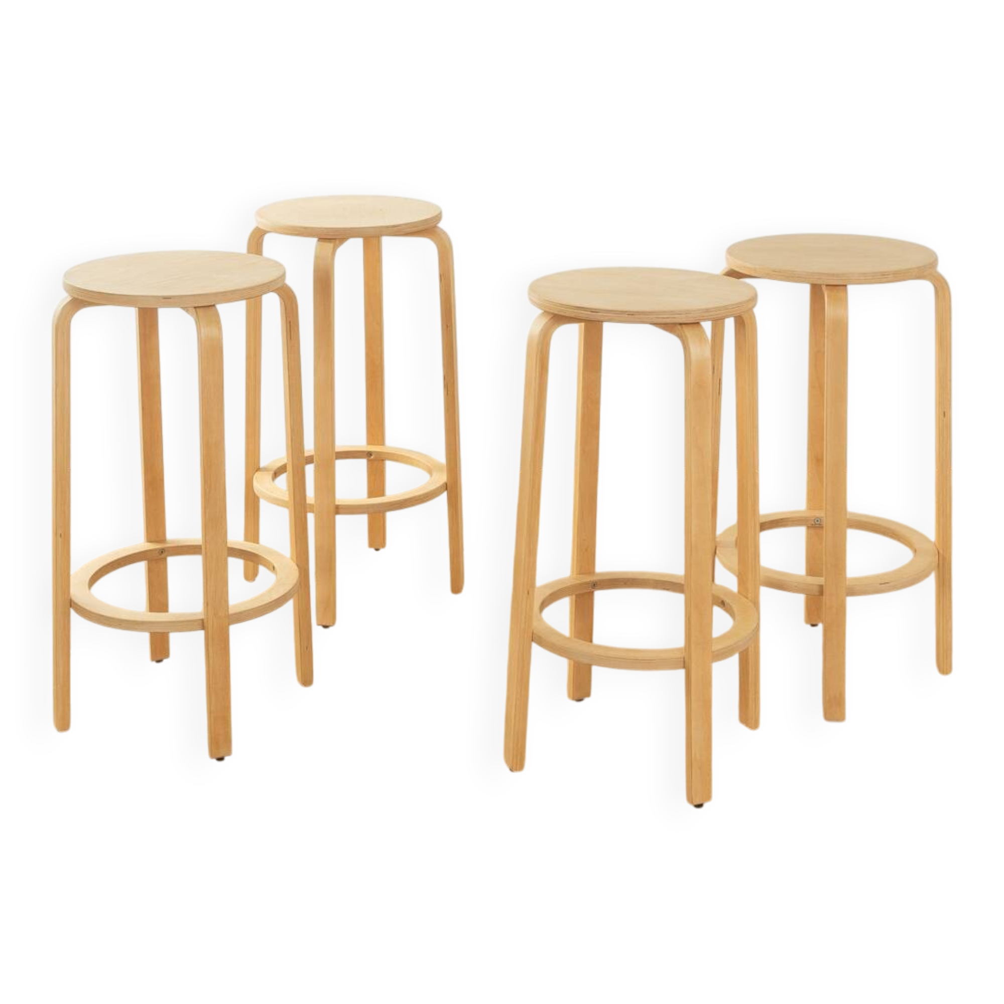 1970s bar stools, birch plywood