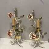 Italian Tole Flower Sconces, Set of 2