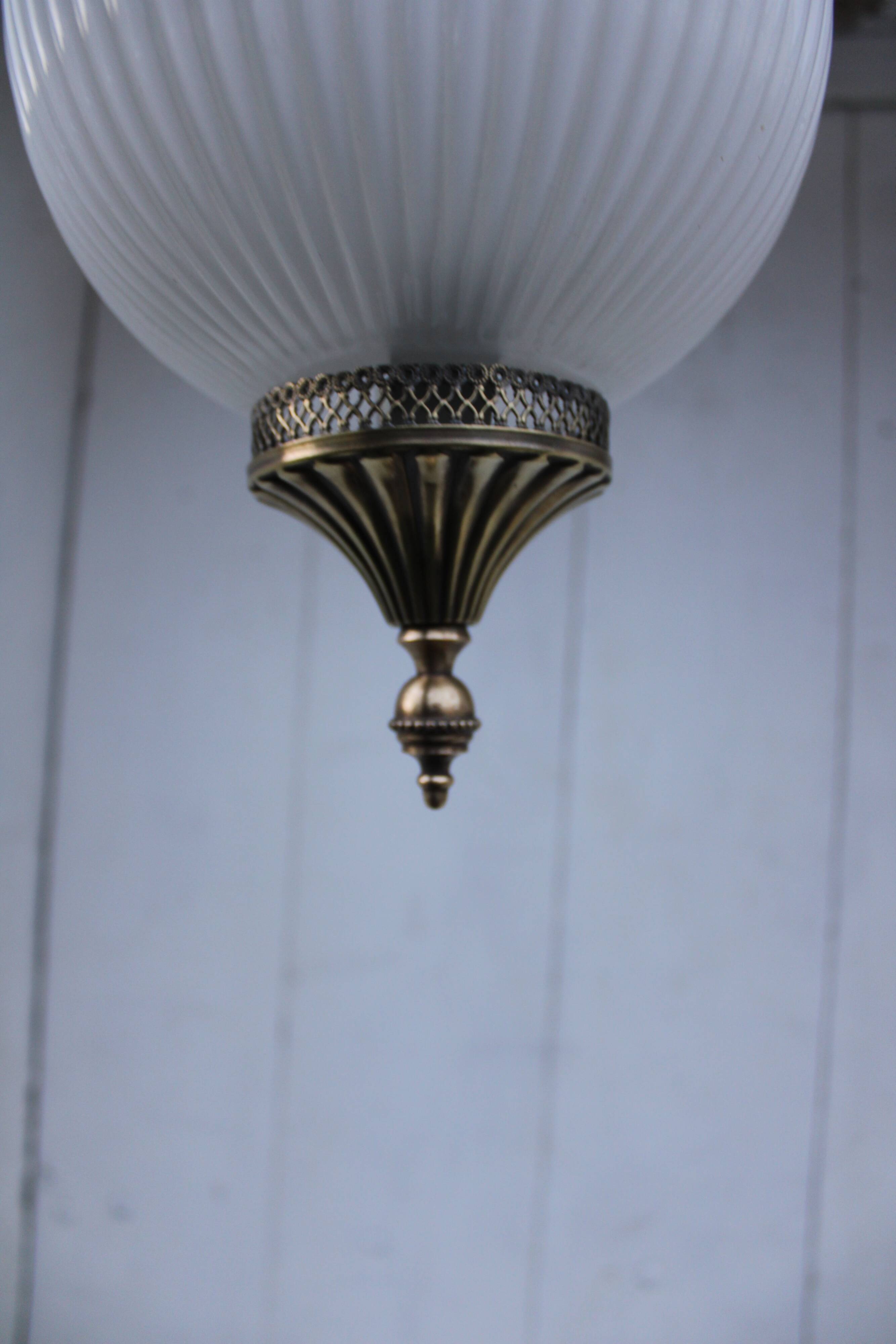 Italian brass and opaline hanging