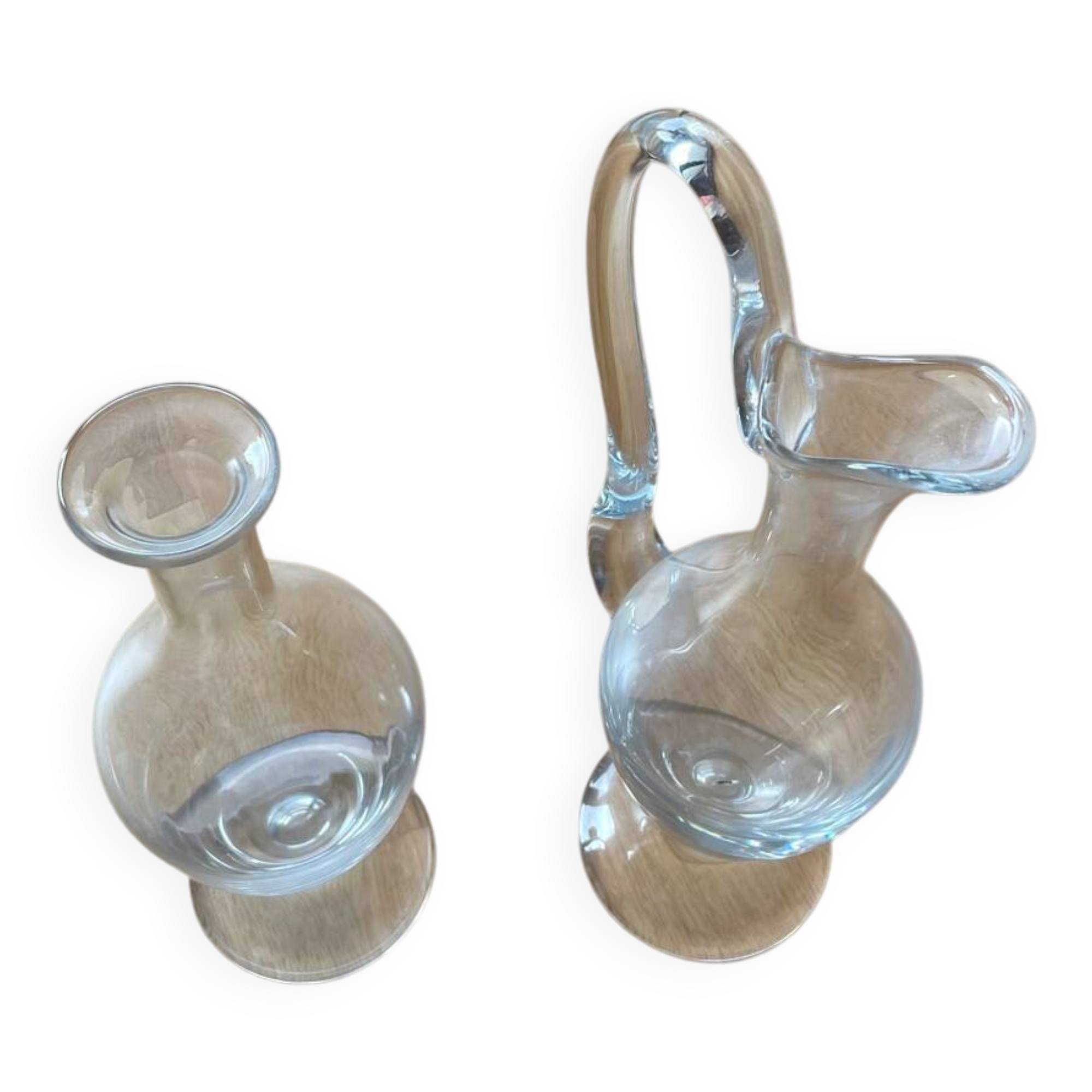 Large crystal carafes – set of 2 – 60/70 cm – Paris 1993