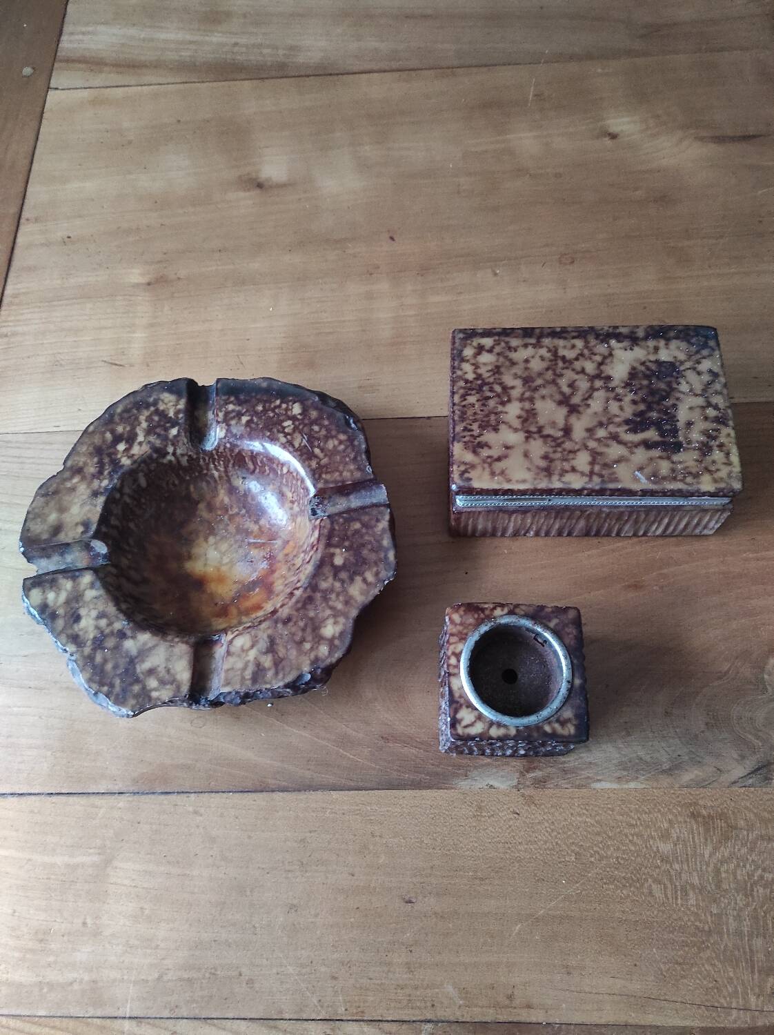 Tobacco set including a vintage stone ashtray.