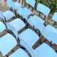Set of 12 blue formica chairs