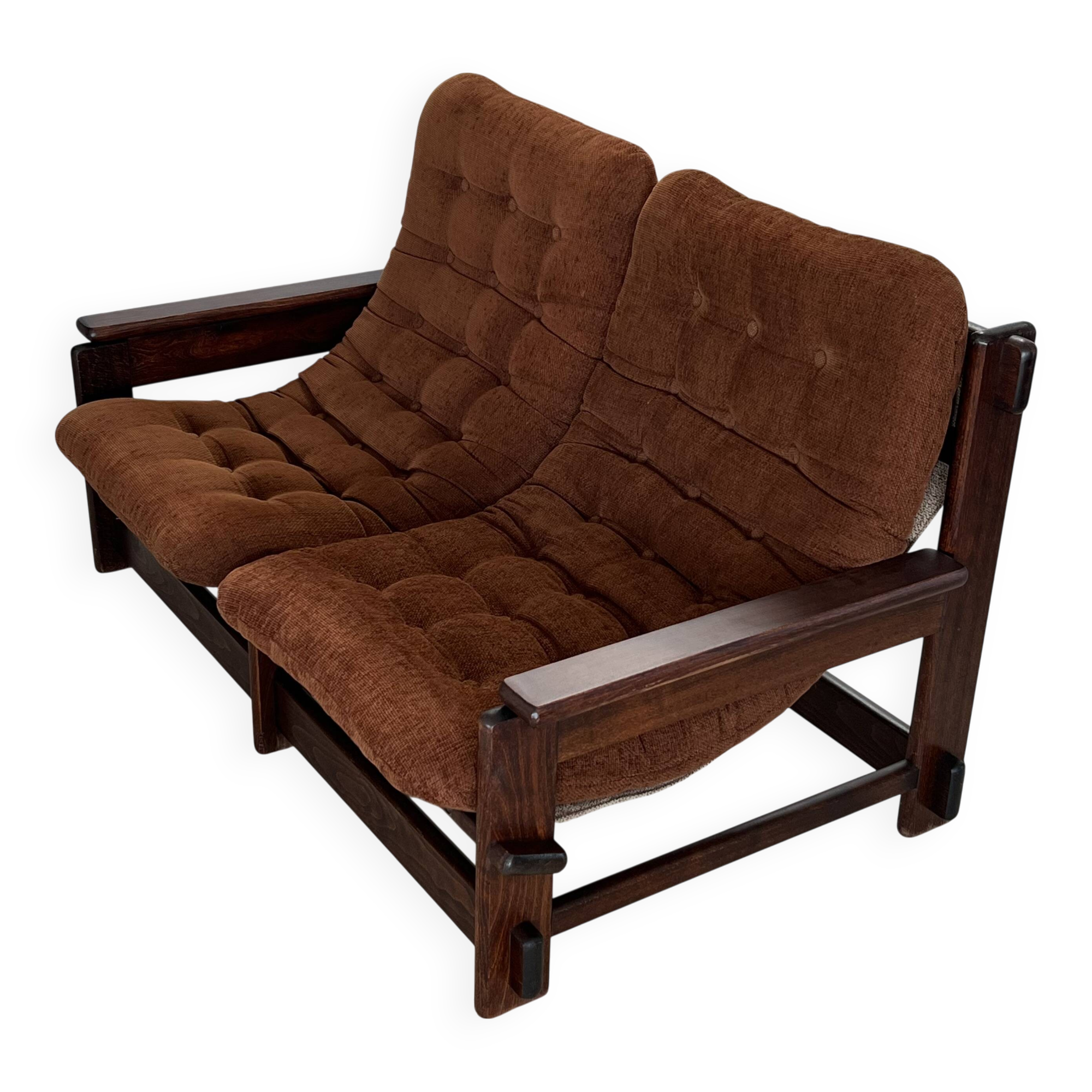 Scandinavian two-seater oak sofa, 1960s