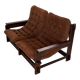 Scandinavian two-seater oak sofa, 1960s