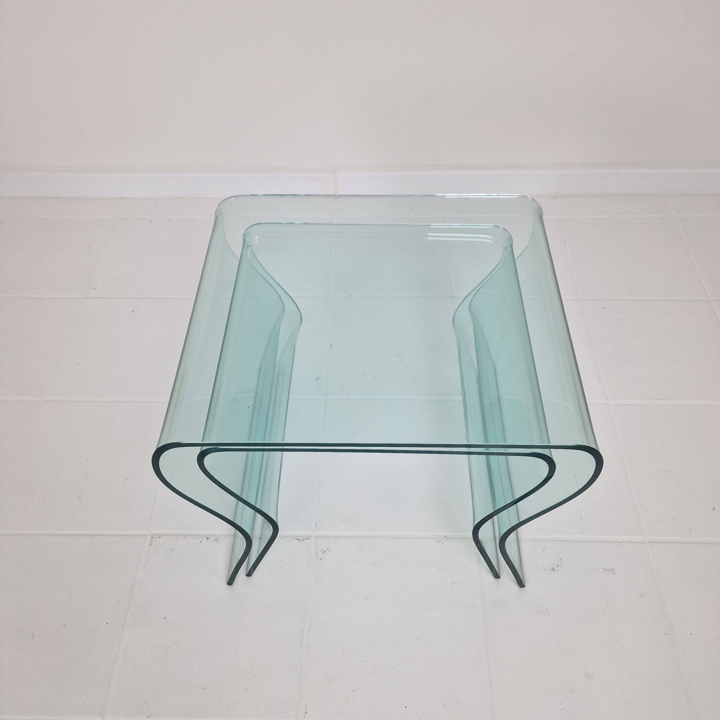 "Tango" Glass Nesting Table Set by Fabio Di Bartolomei for Fiam Italia
