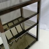 Hi-fi cabinet year 1970, chrome and smoked glass