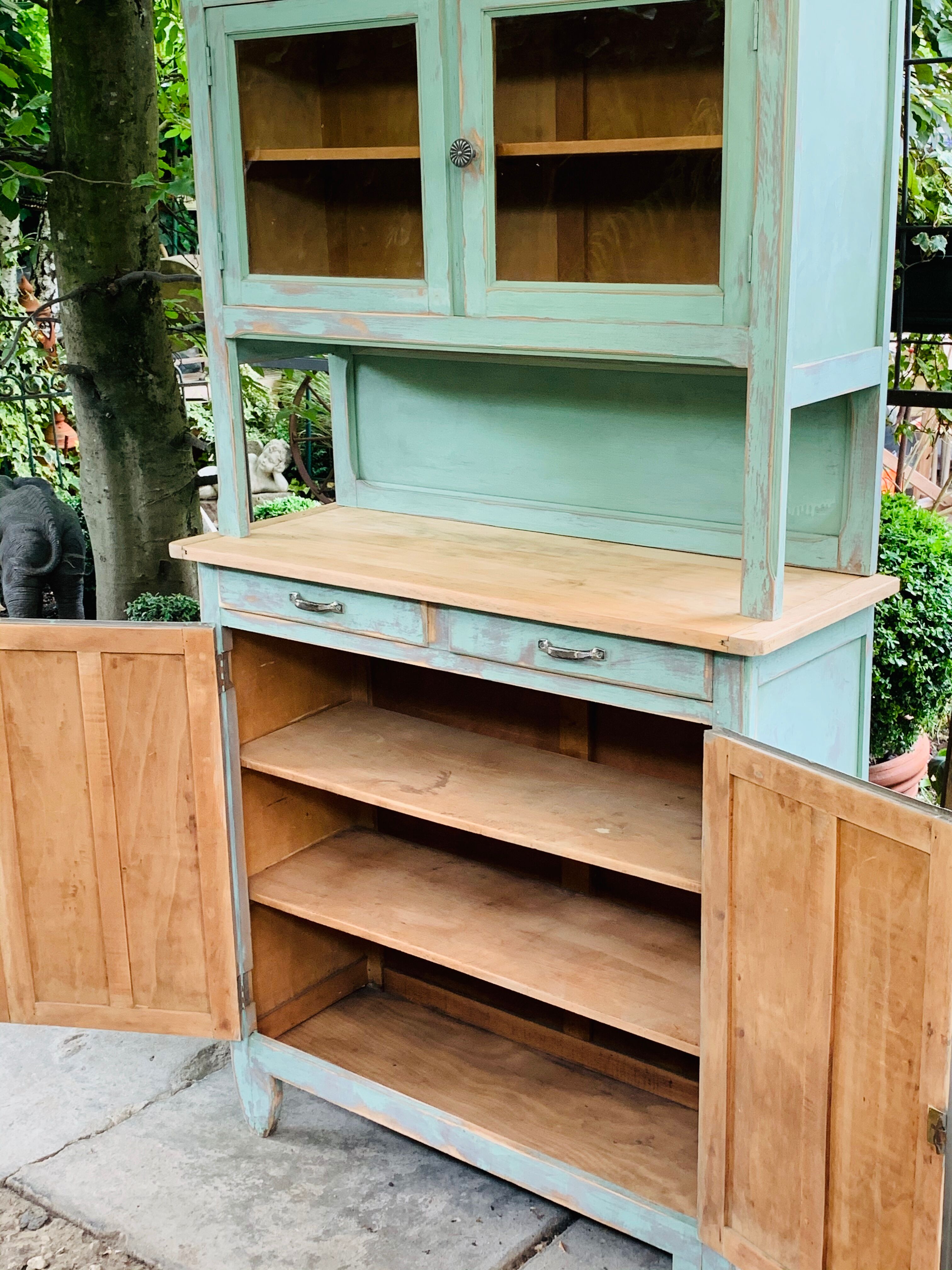 Parisian buffet patine celadon green and bluish grey