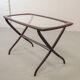 Italian Design Wooden Scissor Frame Side Table with Glass Top. Italy, 1950s