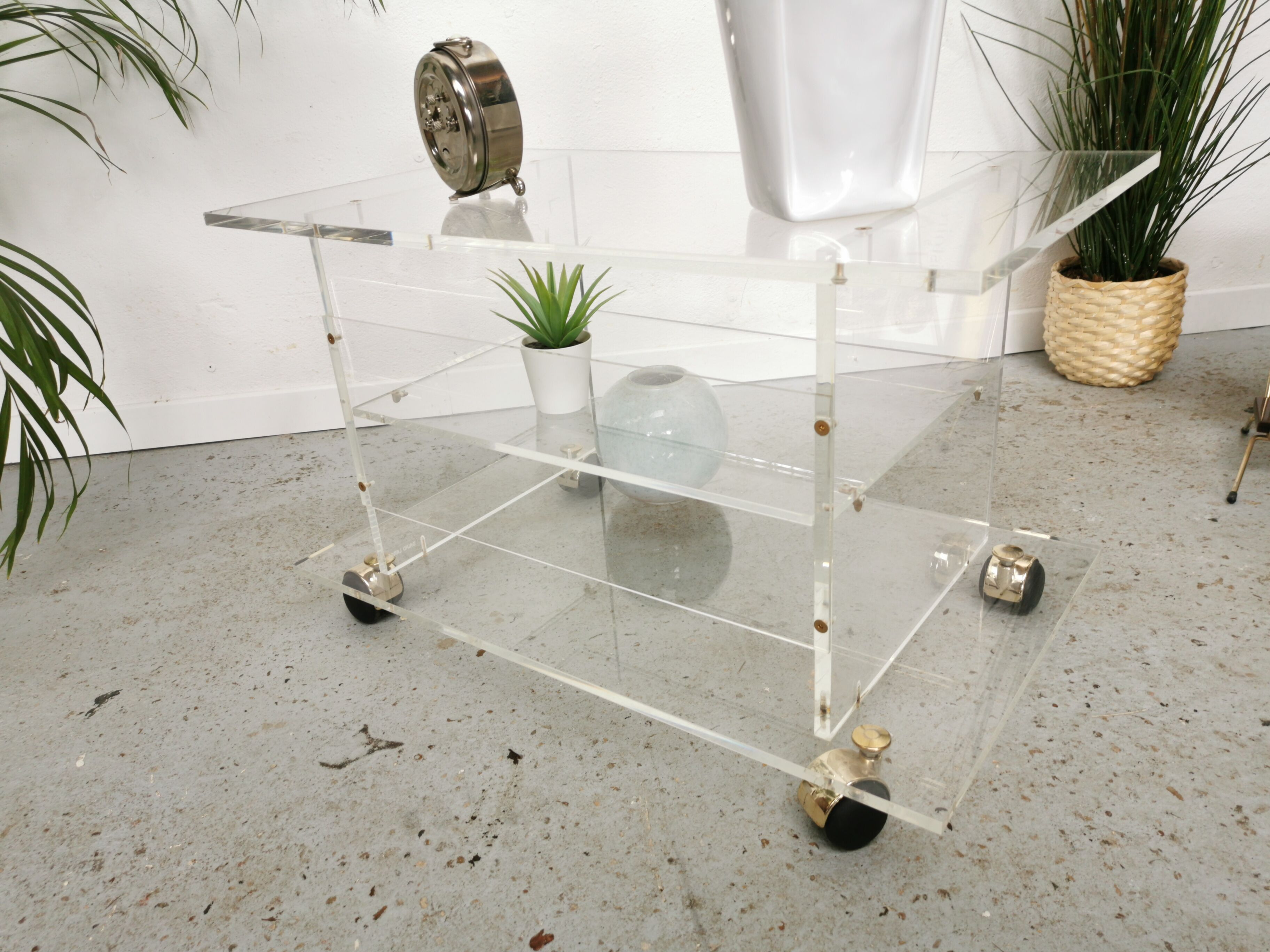 Vintage TV furniture David Lange plexiglass