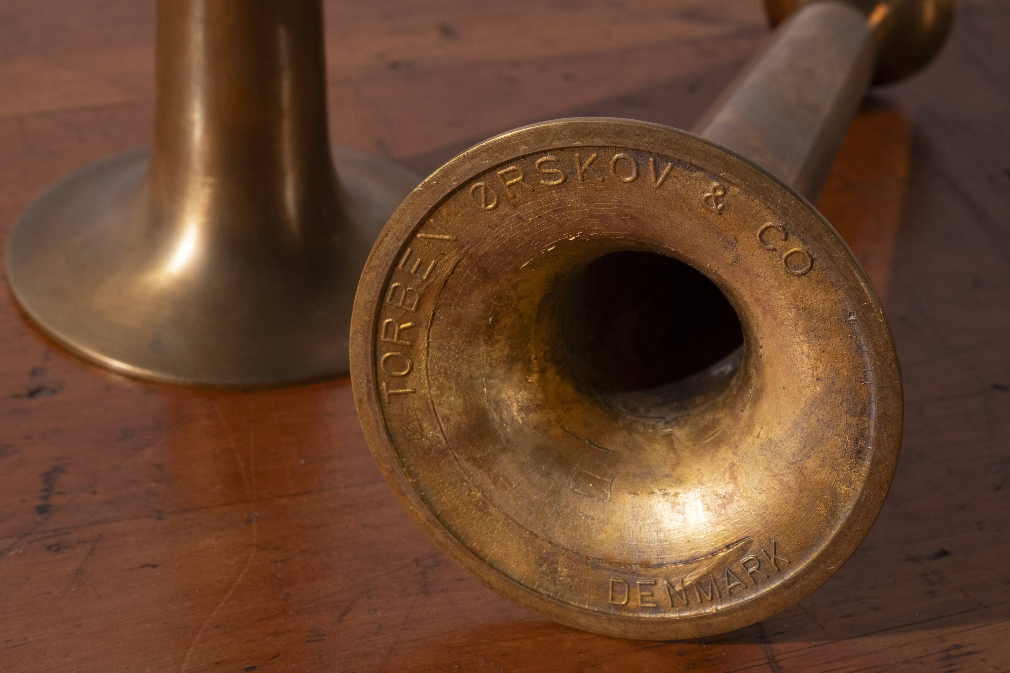 2x Hans Bølling Brass Candlesticks for Torben Ørskov, Denmark 1950s