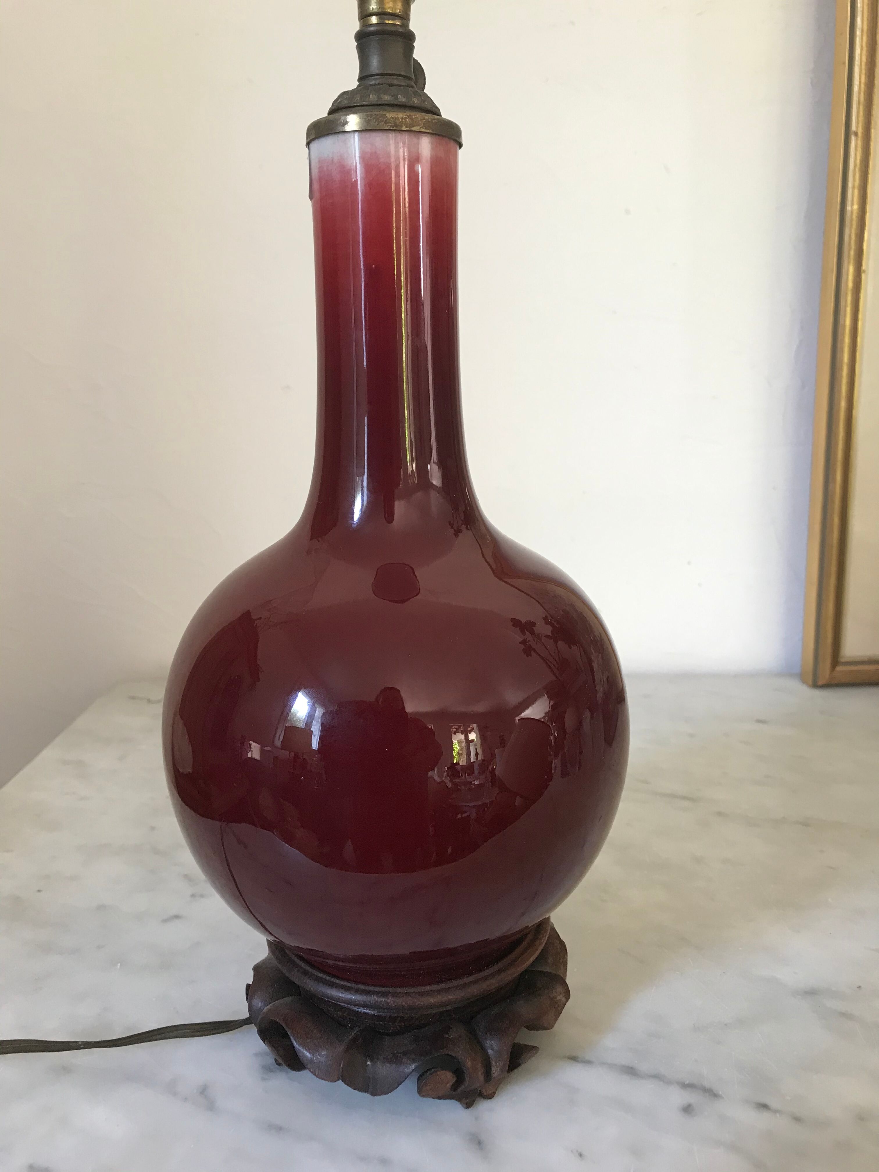 Vintage enamelled porcelain lamp