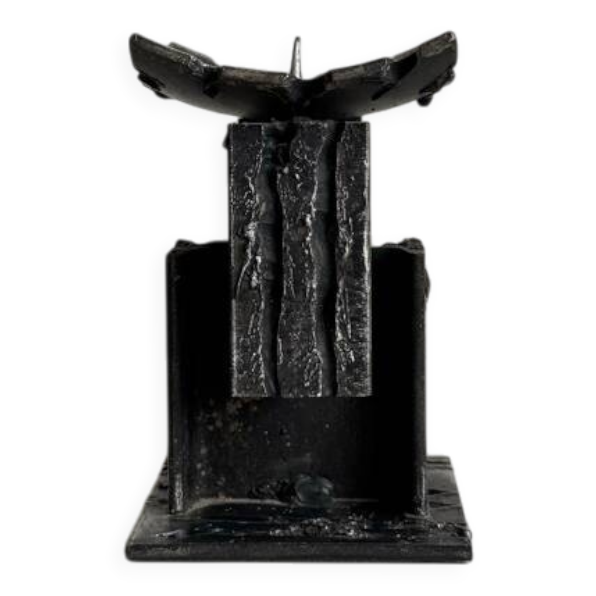 Vintage Brutalist Heavy Sculpture Wrought Iron Candle Holder