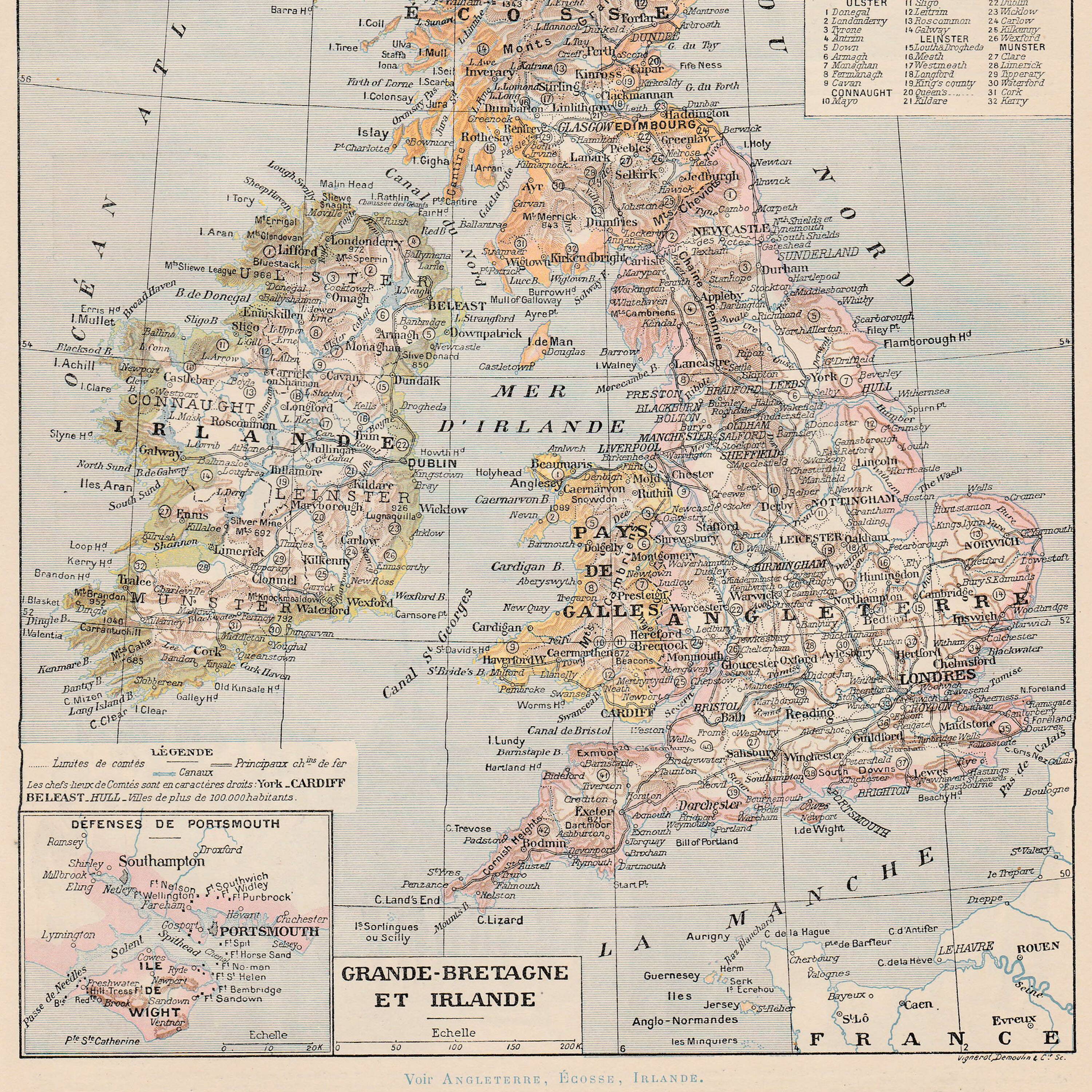 Old map Great Britain Ireland and Scotland 1897