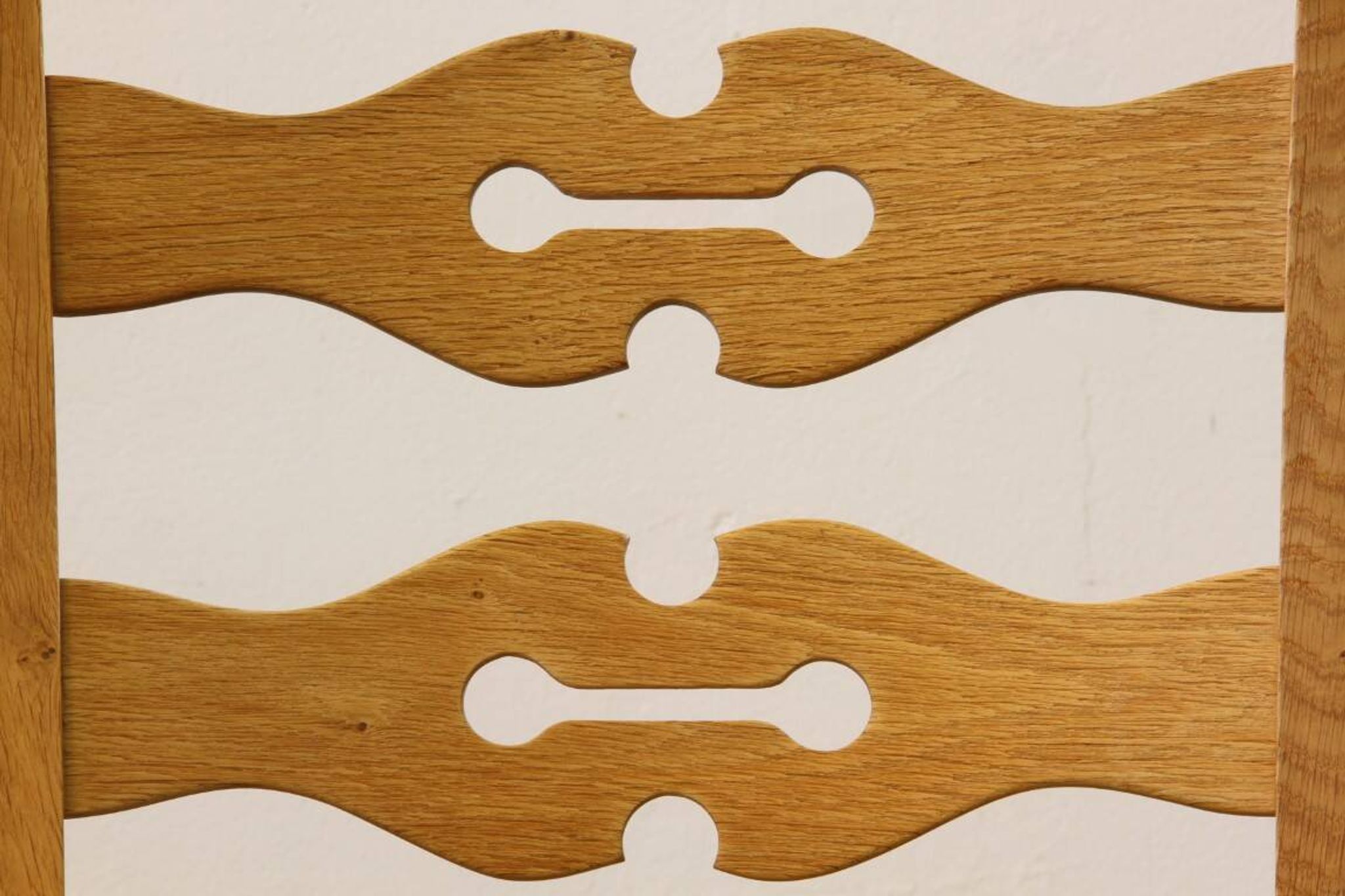 Vintage 1960s brutalist Danish modern oak dining chairs in the style of Henning Kjærnulf