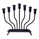ART POPULAIRE - JUDAICA Menorah Ancien Chandelier 7 bras de lumière en fer forgé