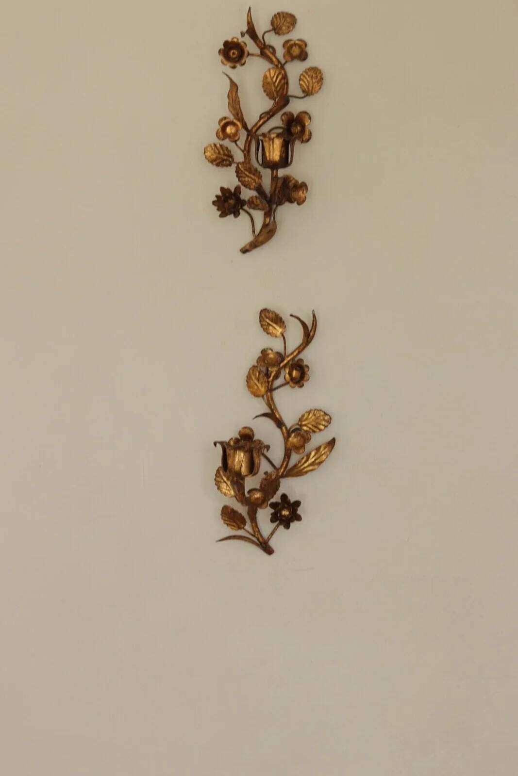 Pair of Mid-Century Italian Gilded Metal Sconces