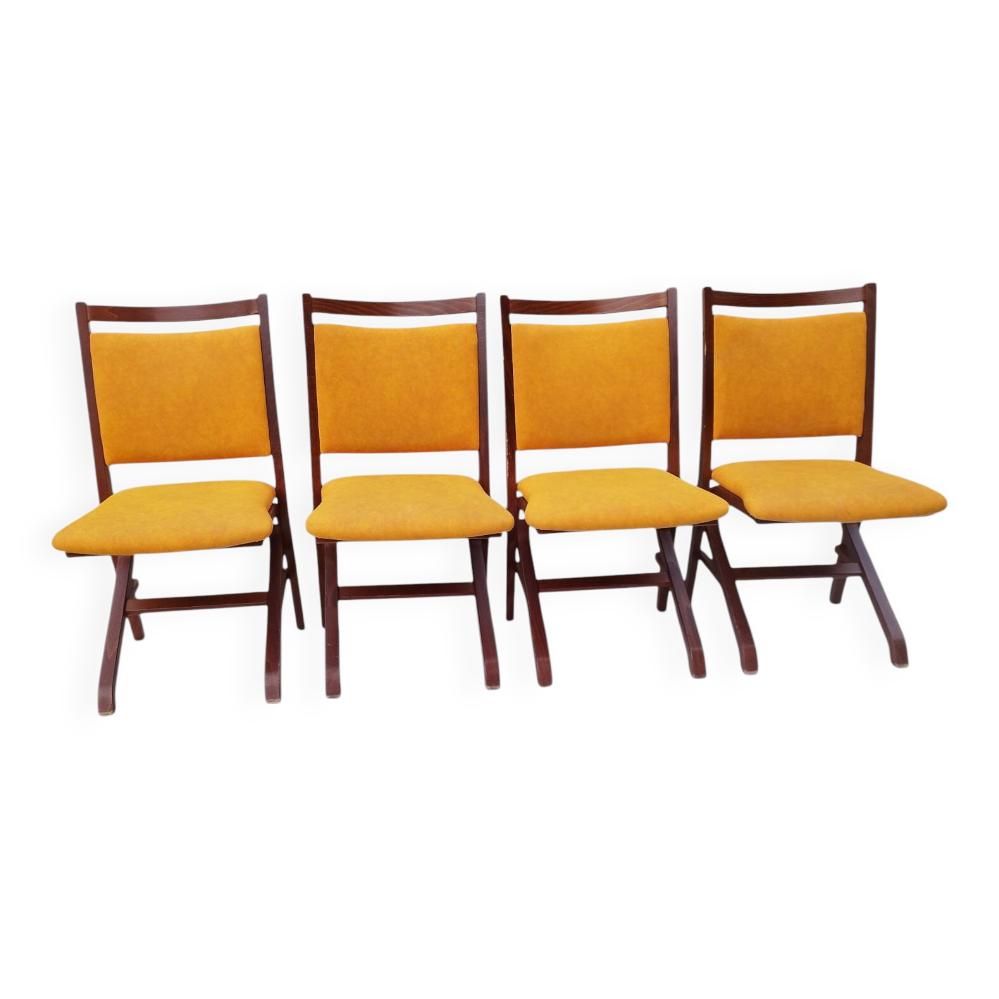 Set of 4 vintage saffron Scandinavian chairs