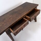 Console espagnole en chêne massif du XVIIIe siècle