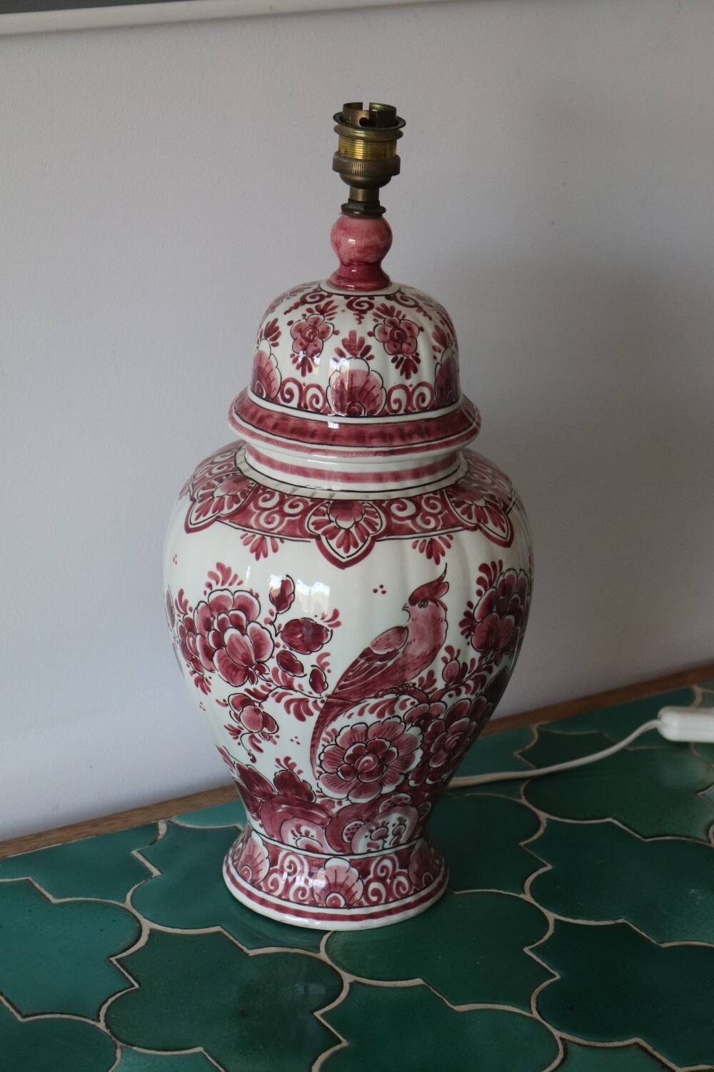 Vintage red holland ceramic lamp