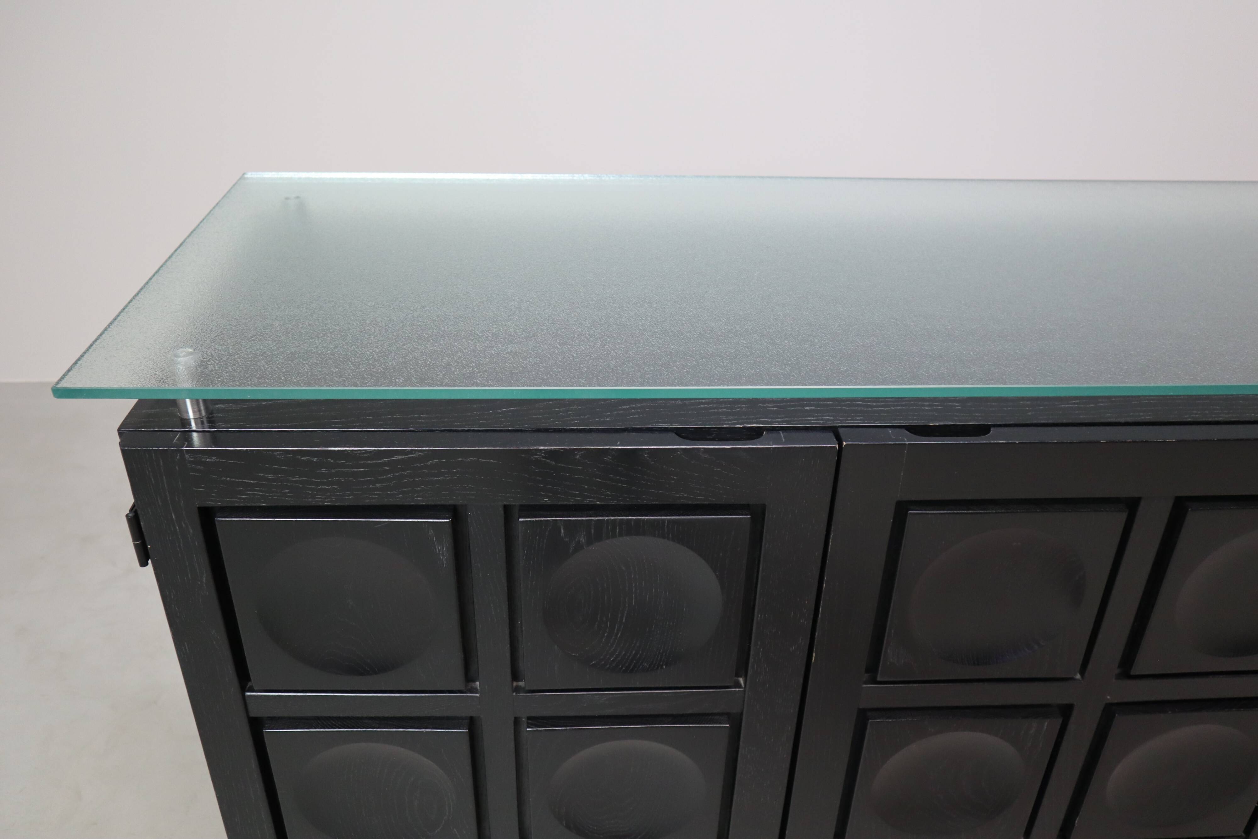 Black brutalist sideboard by Frans Defour, Belgium 1970's