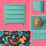 Vintage mint green chest of drawers 1950