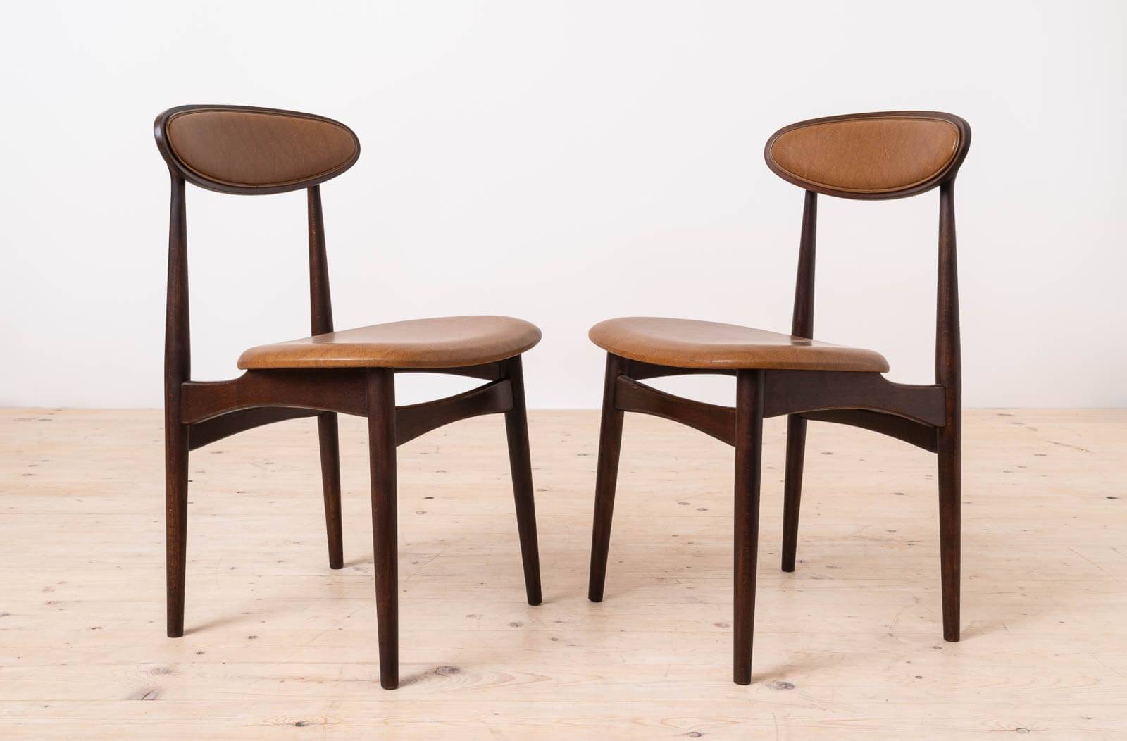 Mid Century Modern Dining Set, Round Table with 6 Fredrik Kayser Chairs