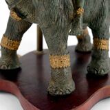 Sculptural lamp in bronze with double patina representing Indra on Airavata