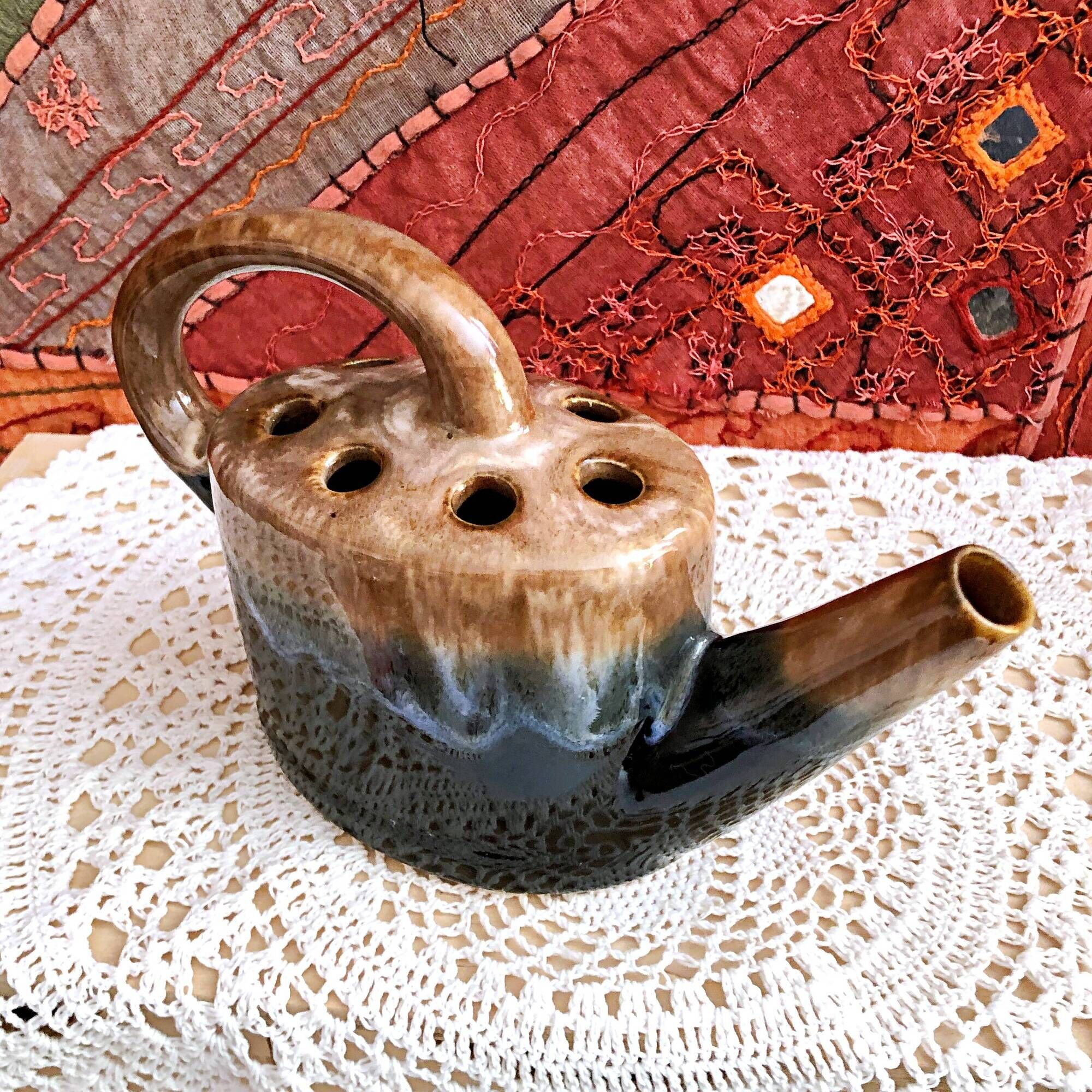 Flower spike vase in the shape of a watering can style Vallauris France