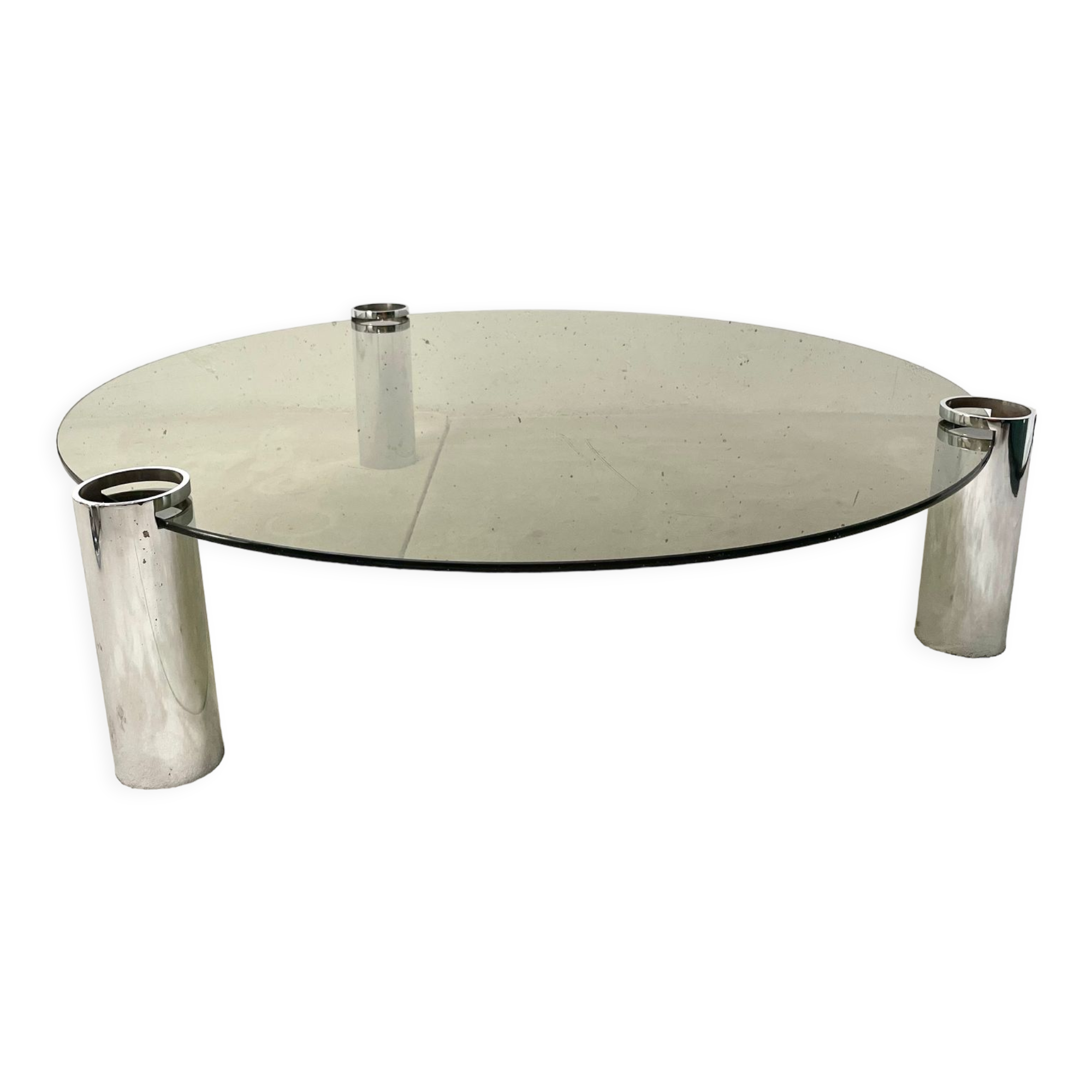 Coffee table chrome and glass 1970