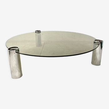 Coffee table chrome and glass 1970